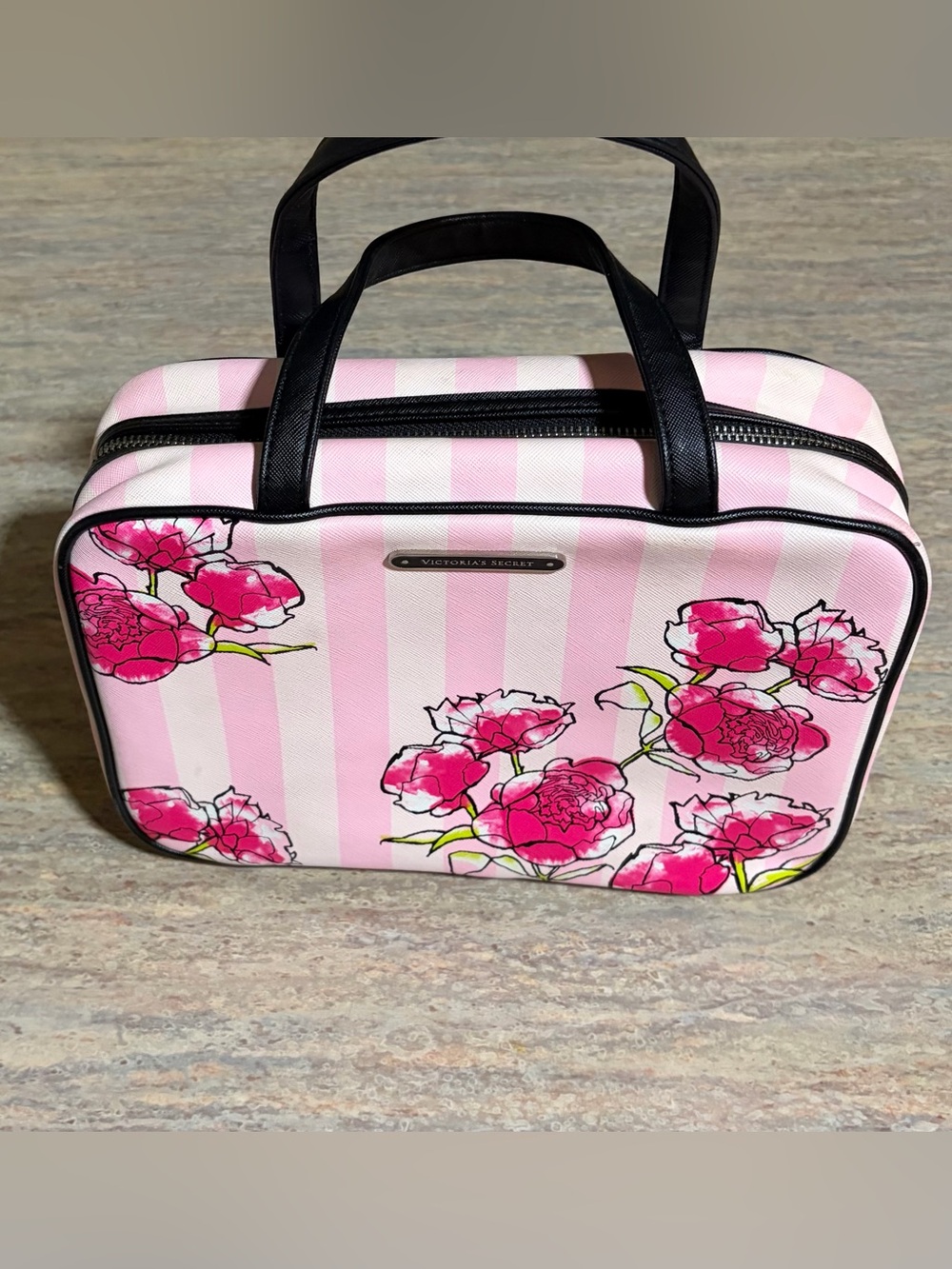 Victoria’s Secret Pink Striped Floral Vanity Case